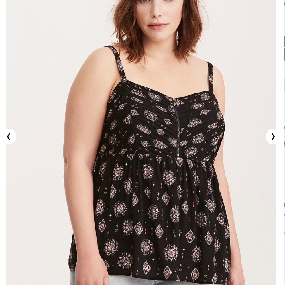 Medallion Challis Pleated Babydoll Top Torrid